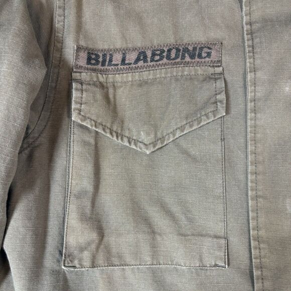 Vintage Billabong Military Jacket Mens Large Army Green RipStop Tactical Rare - Picture 7 of 13
